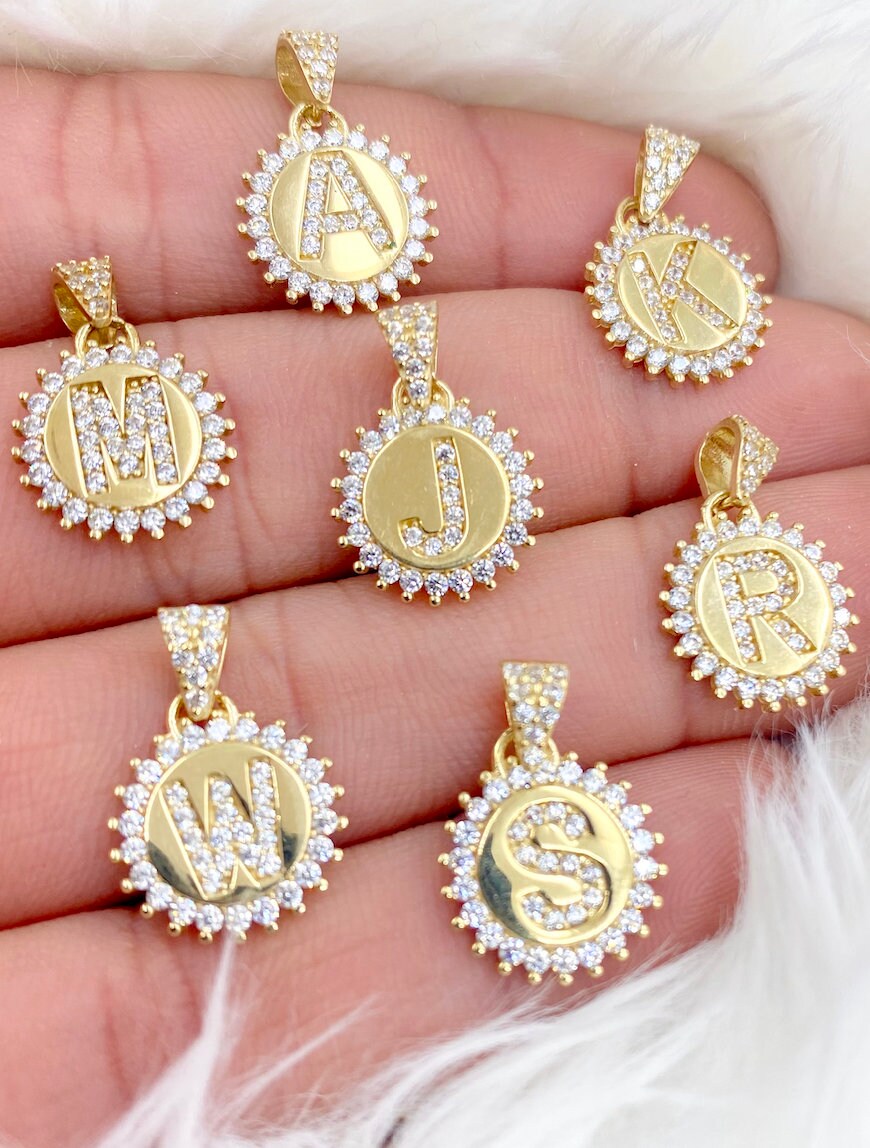 A Personal Touch: 10K Real Solid Gold Two-Toned Initial Pendant – Custom Letter Charm