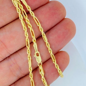 Massive 10K Gold Milano Figaro Figarope 10K Gold Kette Anker Seil Kette, Starke 10K Seil Kette, Damen Herren 10K Seil Kette, 2 mm