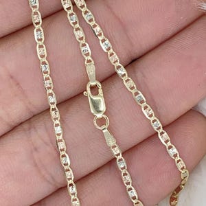Solid 10K Tri-Tone Gold Valentino Diamond Cut Chain Bracelet, Tri-Tone Gold Necklace, Ladies GoldChain, 10K White Rose Yellow Gold Chain
