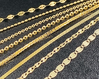 Solid 18K Gold Necklace Bracelet Anklet, Solid 18K ITALY Gold Mirror Cable Herringbone Wheat Chain, Gold Choker,  18KT 750 Gold Jewelry