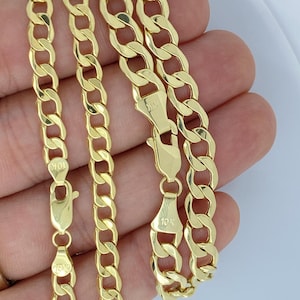 Solid 10K Gold Chain Cuban Curb Chain Necklace, Man Gold Chain, 2mm 2.5mm 3mm 3.5mm 4mm 4.5mm 5.5mm 6.5mm 7mm 8mm Cuban