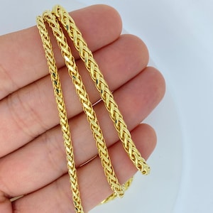 Solid 10K Gold Wheat Palm Franco Foxtail Chain Necklace, Man Gold Chain, Ladies Gold Chain, Trending Gold Chain Necklace 3mm 4mm