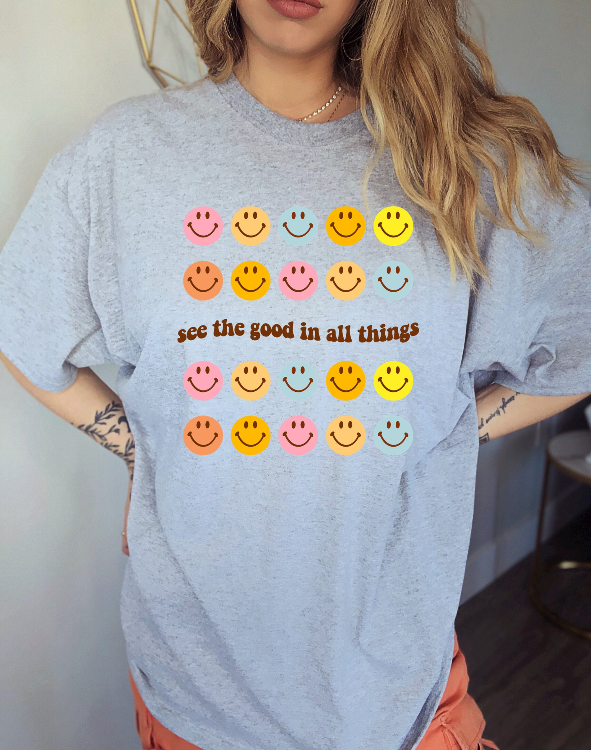 Smiley Face Tshirt Trendy Shirt Y2K Clothing Trendy Clothes | Etsy