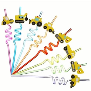 Construction Party Straws