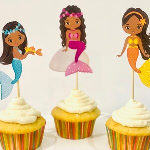 African Mermaid cupcake toppers