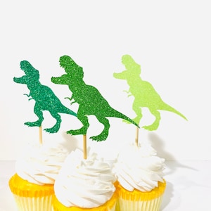 Glitter dinosaur cupcake toppers/ dinosaur party/ dinosaur/ T-Rex