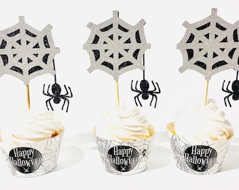 Spooky spider Halloween cupcake toppers