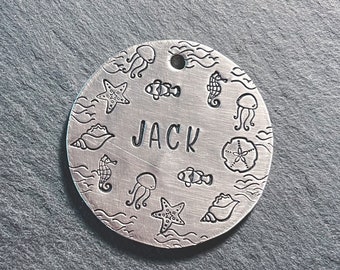 Beach Dog Tag, Ocean Dog Tag, Summer dog tag, Sea Life dog tag, Dog Tags, Dog Tags per cani, Dog Name Tags, Pet Tags, Cat ID Tags