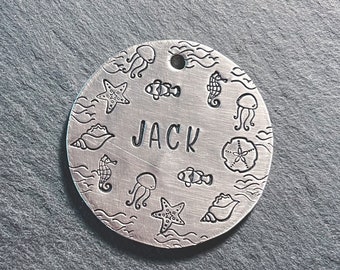 Beach Dog Tag, Ocean Dog Tag, Summer dog tag, Sea Life dog tag, Dog Tags, Dog Tags for Dogs, Dog Name Tags, Pet Tags, Cat ID Tags