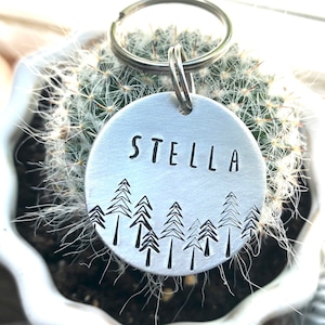 Happy Trees : Custom, Hand Crafted, Personalized, Hand stamped,Metal,Dog Tag,Pet ID Tag, Dog Tags for Dogs, Dog Name Tags, Pet Tag