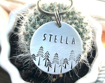 Happy Trees : Custom, Hand Crafted, Personalized, Hand stamped,Metal,Dog Tag,Pet ID Tag, Dog Tags for Dogs, Dog Name Tags, Pet Tag