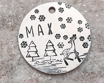 Snowflake Dog Tag, Dog Tags, Winter Dog Tags, Christmas Dog Tags, Reindeer, Custom Dog Tags, Pet ID Tags, Cat Tags, Dog Tags for Dogs