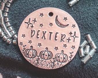 Halloween Dog Tag, Pumpkin Dog Tag, Pumpkins, Halloween, Halloween Design, Spooky, Fall Dog Tags, Pet ID, Collar Tag, Dog Tags, Pet Name Tag