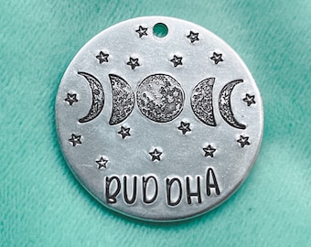 Etiqueta de fase da lua, etiquetas de identificação, etiqueta de identificação do céu noturno, identificações de animais de estimação, etiquetas de identificação personalizadas, etiquetas exclusivas, etiquetas de identificação de metal, fase da lua, etiqueta de identificação de cão, etiqueta de identificação de cão, etiqueta de identificação de cão