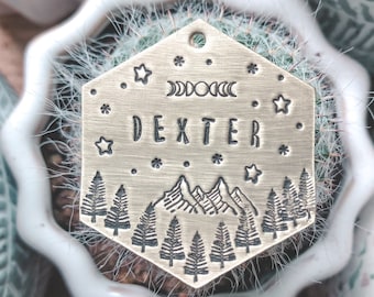 Dog tags, Moon Phase : Custom dog tags, Pet ID Tag, Cat Tags, Pet Tags, Metal dog Tags, Dog Tag for Dogs, ID Tag, Personalized Dog tag,