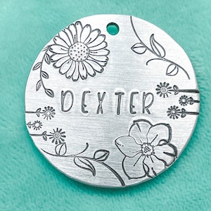 Etiqueta de perro de jardín, etiquetas de perro de flores, etiquetas de perro, etiquetas de identificación de mascotas, etiquetas de identificación de perros personalizados, etiqueta de perro para perros, para perros, etiquetas de gato, etiquetas de perro florales