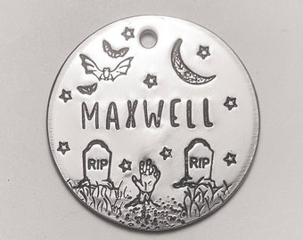 Bat Dog Tag, Zombies, Halloween Dog Tag, Custom, Dog Tags, Pet ID Tags, Halloween, Fall Dog Tags, Dog Name Tags, Best selling, Spooky