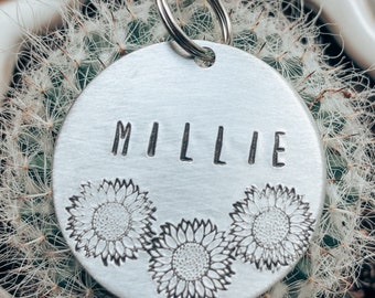 Sunflower Dog Tag, Dog Tags, Custom Dog Tags, Floral Dog Tags, Flower Dog Tag, Dog Tags for Dogs, Personalized Dog Tags, Fall Dog Tags