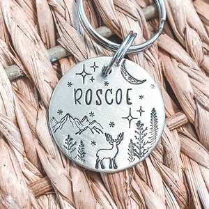 Moose Dog Tag, Elk Dog Tag, Forest Dog Tag, Custom Dog Tag, Dog Tags, Personalized Dog Tag, Pet ID Tag, Christmas Dog Tag, Dog Name Tags