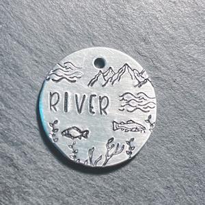 Etiqueta para cães de peixe, etiqueta para cães de rio, etiqueta de identificação para animais de estimação, etiqueta para cães personalizada, etiqueta para cães personalizada, etiqueta para cães, peixes, náutica, etiquetas para cães, presentes para cães, gatos