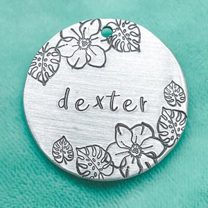 Etiqueta de perro de jardín, etiquetas de perro de flores, etiquetas de perro, etiquetas de identificación de mascotas, etiquetas de identificación de perros personalizados, etiqueta de perro para perros, para perros, etiquetas de gato, etiquetas de perro florales