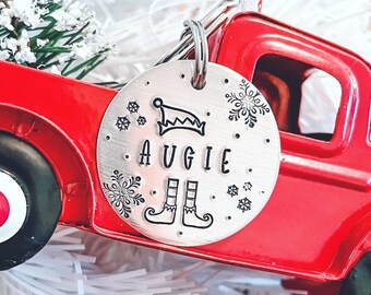 Etiqueta para cães de floco de neve, Etiqueta para cães de elfo, Etiquetas para cães de inverno, Etiquetas para cães de Natal, Etiquetas para cães, Etiquetas para cães personalizadas, Etiquetas para identificação de animais de estimação, Presentes para cães, Etiquetas para cães para cães