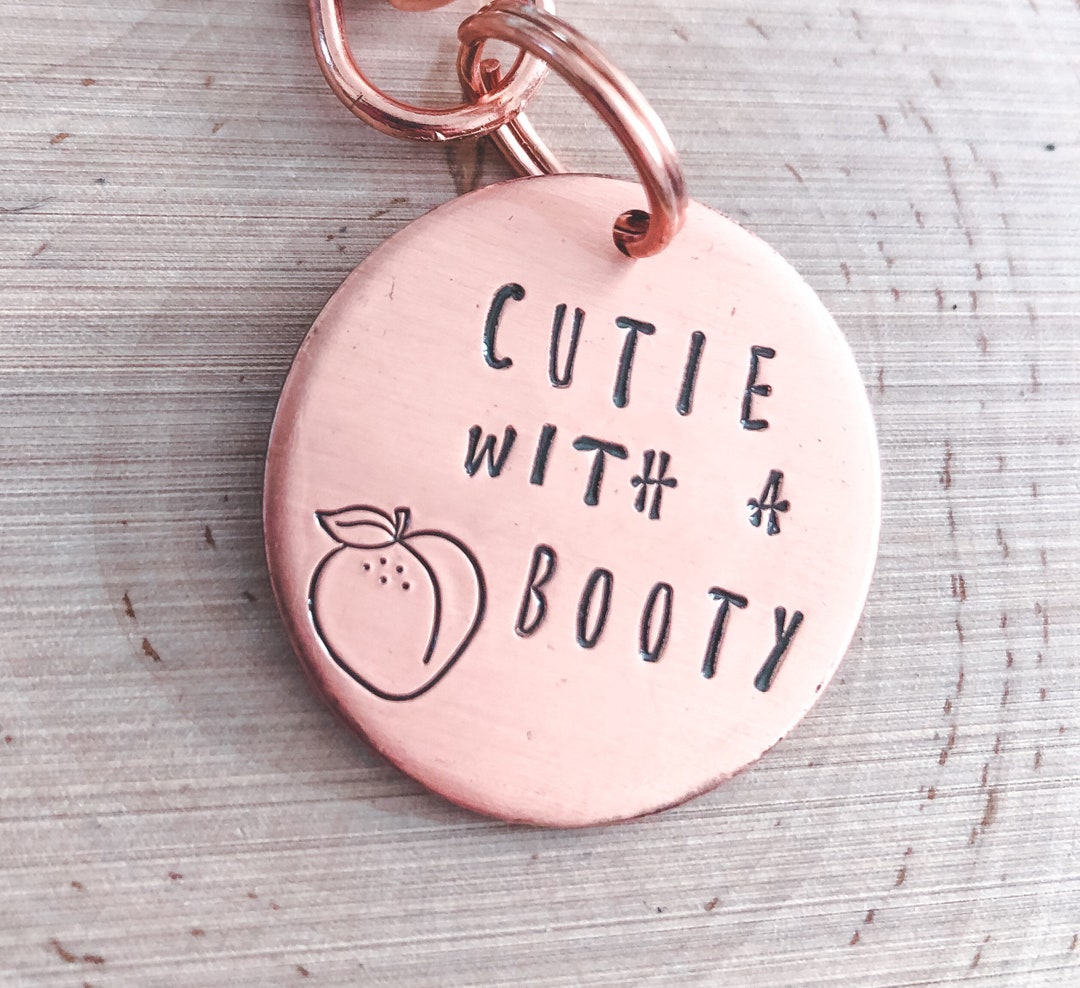 Peaches Peach Dog Tag Cutie With a Booty Dog Tags Pet ID Etsy