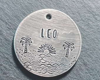 Etiqueta para cães de praia, Etiqueta para cães de palmeira, Etiqueta para cães de verão, Etiqueta para cães personalizada, Etiquetas para cães, Etiquetas para cães, Etiquetas para nomes de cães, Etiquetas para animais de estimação, Etiquetas de identificação de gatos