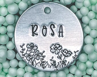 Floral Dog Tag, Flower Dog Tag, Dog Tags, Pet ID Tags, Aangepaste Dog Tags, Pet ID Tags, Dog Tag voor honden, Dog Gifts, Voor honden, Cat Tags, Pet ID