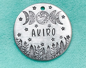 Moon Phase Tag, Dog Tags, Night Sky Dog Tag, Pet IDs, Custom Dog Tags, Unique Tags, Metal Dog Tags, Moon Phase, Dog ID Tag, Moon Dog Tag