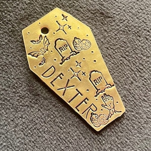 Coffin Dog Tag, Halloween, Halloween Dog Tag, Spooky, Dog Tags, Pet ID, Dog Tags for Dogs, Large Dog Tag, Pet Gift, Fall Dog Tag, Pet Tag