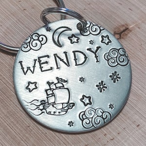 Jolly Rodger - Peter Pan - Custom - Personalized - Hand stamped - Metal Dog Tag - Pet ID Tag - Dog Tag