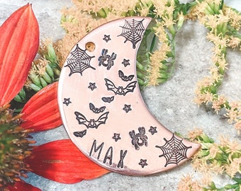 Bat Dog Tag, Halloween Dog Tags, Dog Tags, Pet ID Tags, Night Sky Tag, Fall Dog Tags, Spider Dog Tag, for Dogs, Moon Dog Tag, Spooky Tags