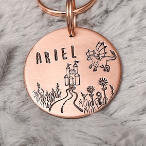 Dragon Dog Tags, Fairytale Dog Tags, Custom Dog Tags, Personalized Dog Tags, Pet Tags, Dog Tags, Fairytales, Dragons, Princess Dog Tags