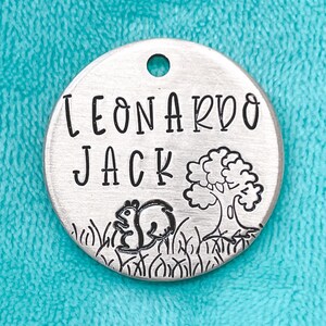 Squirrel Dog Tag : Personalized, Hand stamped, Metal dog Tags, Dog Tags, Pet ID Tags, Cat Tags, Dog Tags for Dogs, Dog Name Tags, Pet Tags