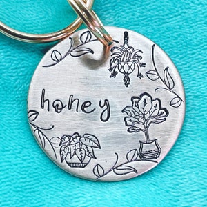 House plants Dog Tag, Flower Dog Tag, Pet ID Tags, Custom Dog Tags, Pet ID Tag, Dog Tag for Dogs, For Dogs, Cat Tags, Floral Pet Tag, Floral