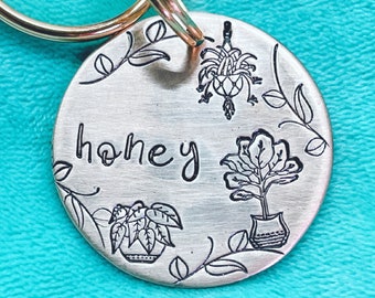 House plants Dog Tag, Flower Dog Tag, Pet ID Tags, Custom Dog Tags, Pet ID Tag, Dog Tag for Dogs, For Dogs, Cat Tags, Floral Pet Tag, Floral