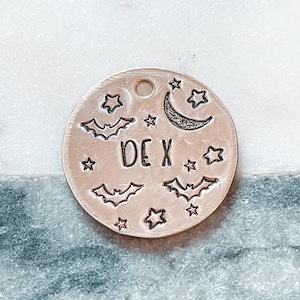 Bat Dog Tag, Halloween Dog Tags, Dog Tags, Pet ID Tags, Cat Tags, Fall Dog Tags, Dog Name Tags, Bats, Dog Gifts, Dog Tags for Dogs, Moon Tag