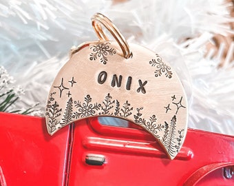 Etiqueta para cães da lua, etiqueta para cães da floresta, etiqueta para cães de férias, etiqueta para cães de Natal, etiqueta para cães, etiqueta para identificação de animais de estimação, etiquetas para animais de estimação, etiqueta para cães personalizada, etiqueta para cães de inverno