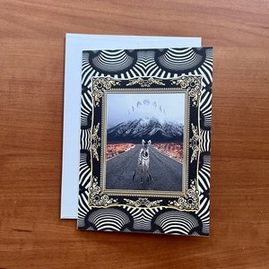 Zebra Surrealismus Design Print Blanko Grußkarte mit Umschlag | Kunst, Geburtstag, Weihnachten, Designs, Urlaub, Kinder, lustige Karten