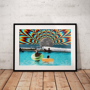 Floating - Vintage Inspired Surrealist Collage Print