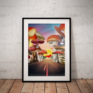 Mushroom Forest - Vintage Inspired Surrealism Art Collage PrintMushroom Forest - Vintage Inspired Surrealist Collage Print