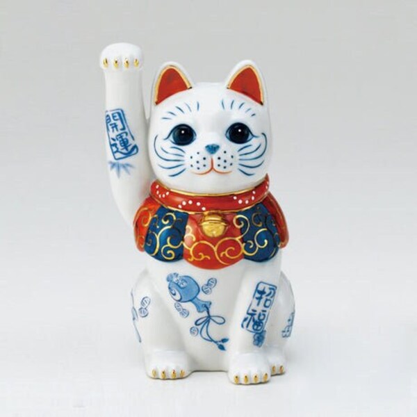 Some-Nishiki Maneki-Neko (Beckoning lucky cat) / A figurine that invites good fortune / Made in Japan / Handmade by craftsmen