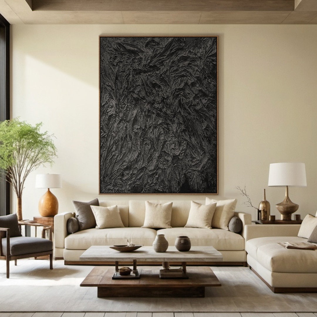 Large Black Textured Wall Art,black Wabi Sabi Wall Art,contemporary
