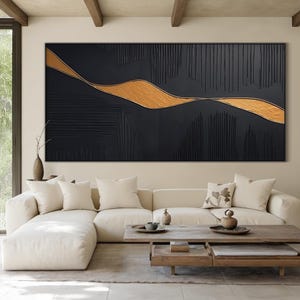 Original abstraktes Blattgold Gemälde: Moderne Kunst auf Leinwand