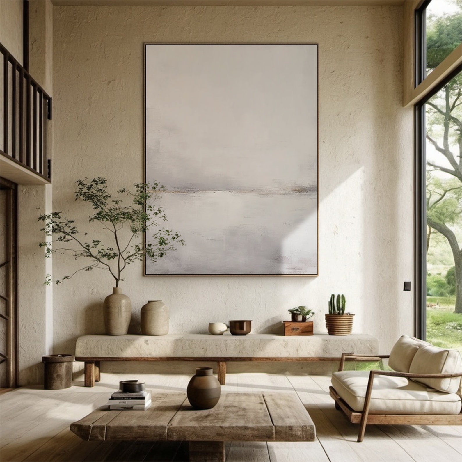 Large Beige Abstract Oil Painting: Handmade Textured Canvas Art - Etsy