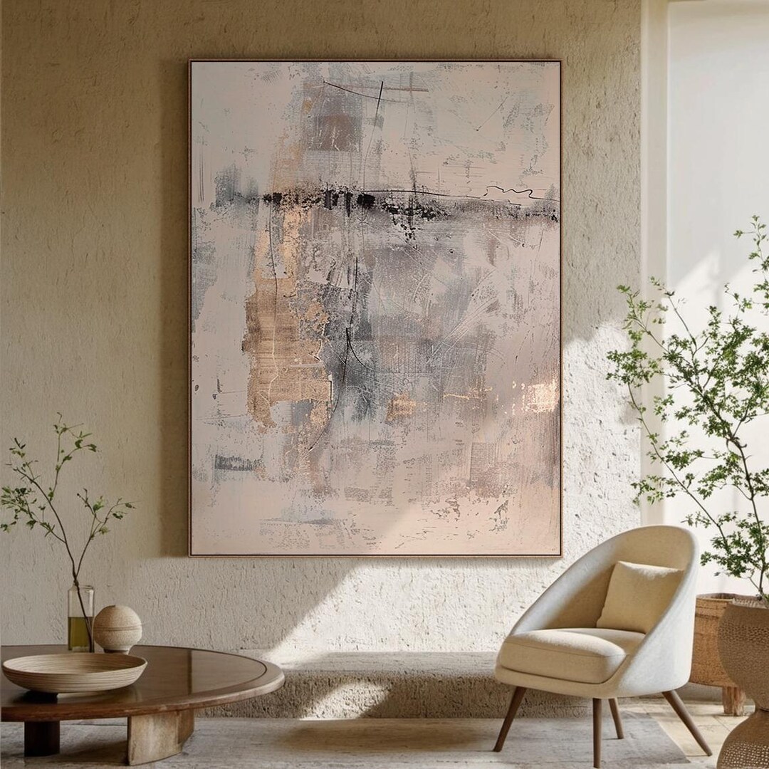Beige Abstract Painting on Canvas, Minimalist Textured Wall Art - Etsy