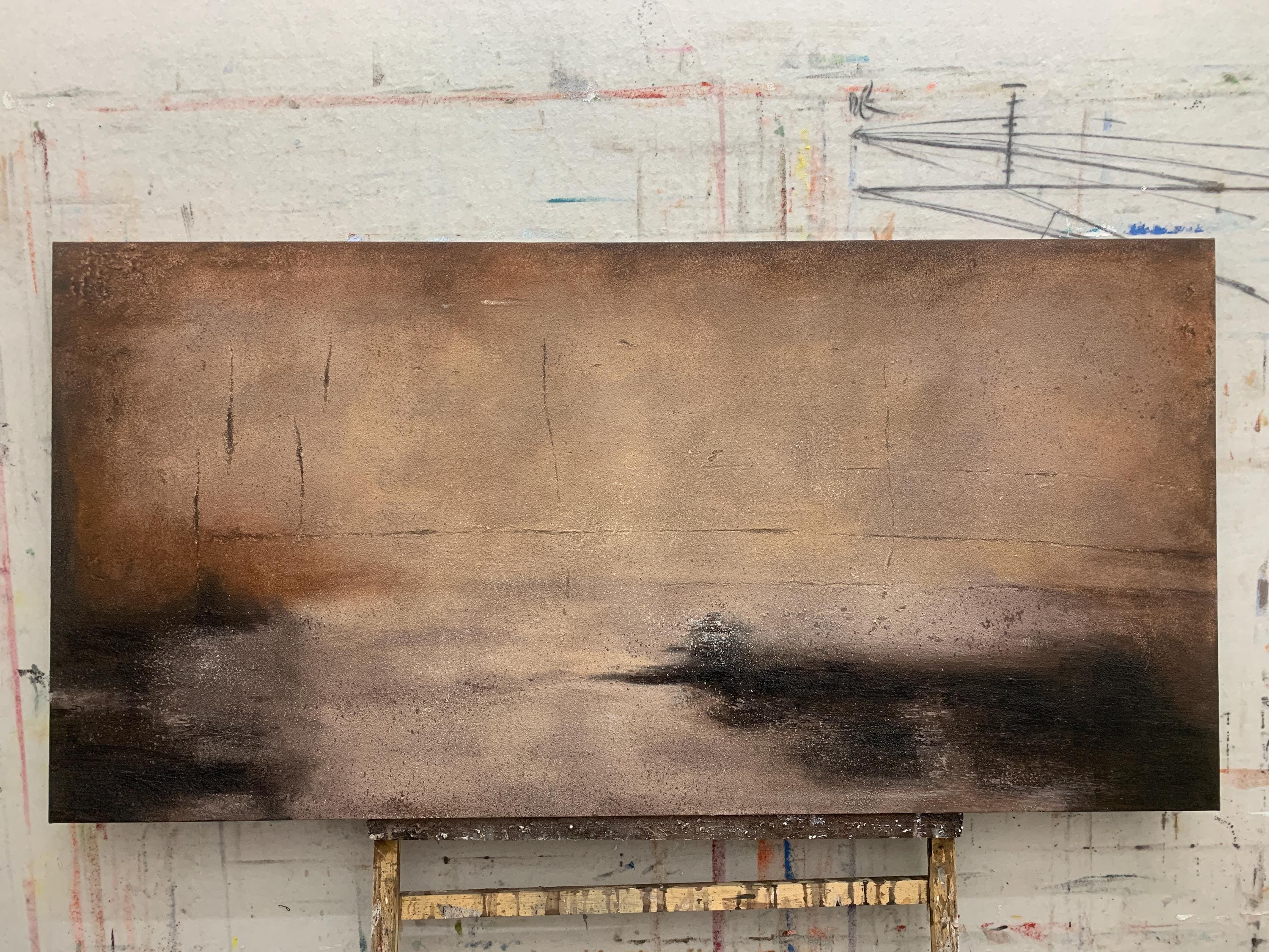 Brown Abstract Oil Painting: Wabi Sabi Texture, Large Canvas Wall Art ...