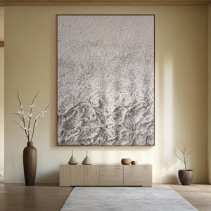 Extra Large Beige Canvas Art, Beige Wabi Sabi Wall Art, Beige Minimalist Painting, Neutral Beige Texture Art, Beige Wall Decoration Art