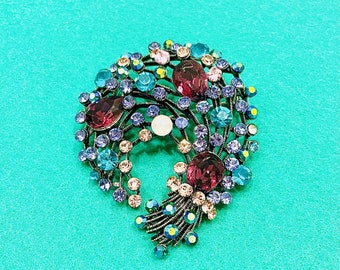 Iris Apfel Multicolor Crystal Antique Silvertone Pin/Pendant